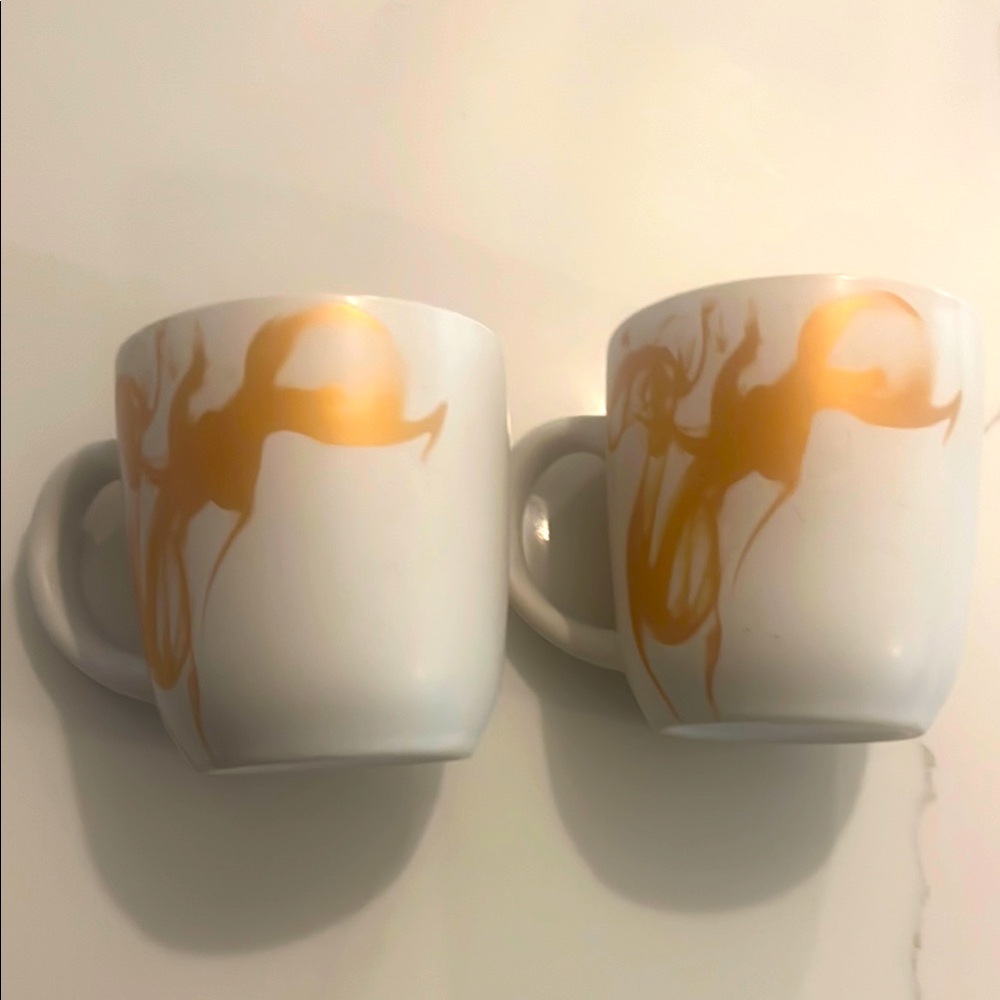 Target 🎯 Threshold Stoneware Abstract Rose Gold and White 2-pc Mug set